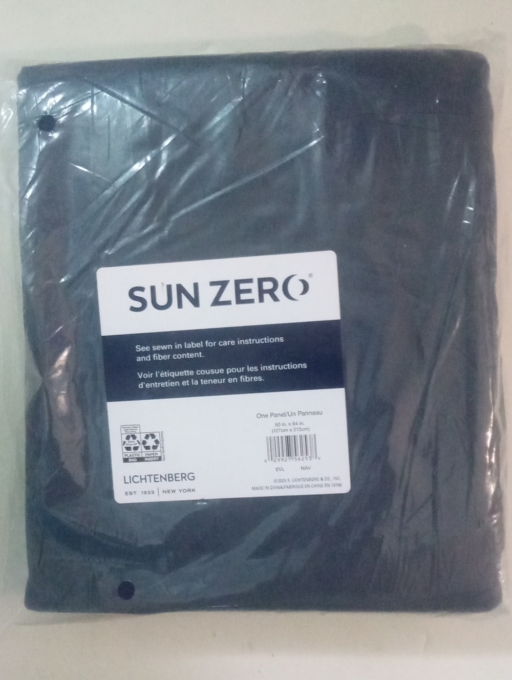 Sun Zero Blackout Curtain Panel 84" Rod Pocket NWT $40 Navy Blue